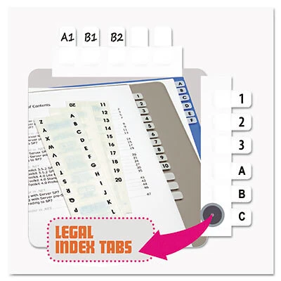 Redi-tag Legal Index Tabs, 1/12-Cut Tabs, 1-10, White, 0.44 Wide, 104/Pack