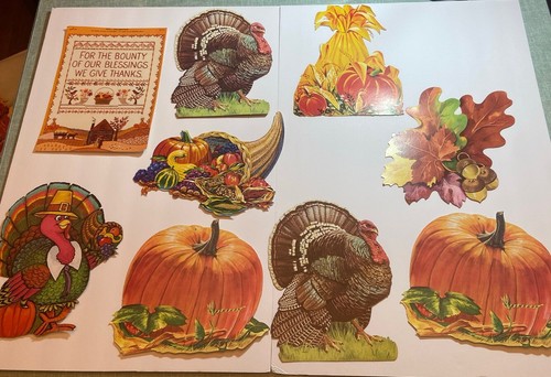 9 Thanksgiving Cut Out Dekorationen Vintage Pfeife und Punze 1980, Türkei