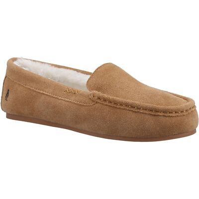 Hush Puppies Annie Mocassin Tan Suede Female Classic Ladies Slippers  UK