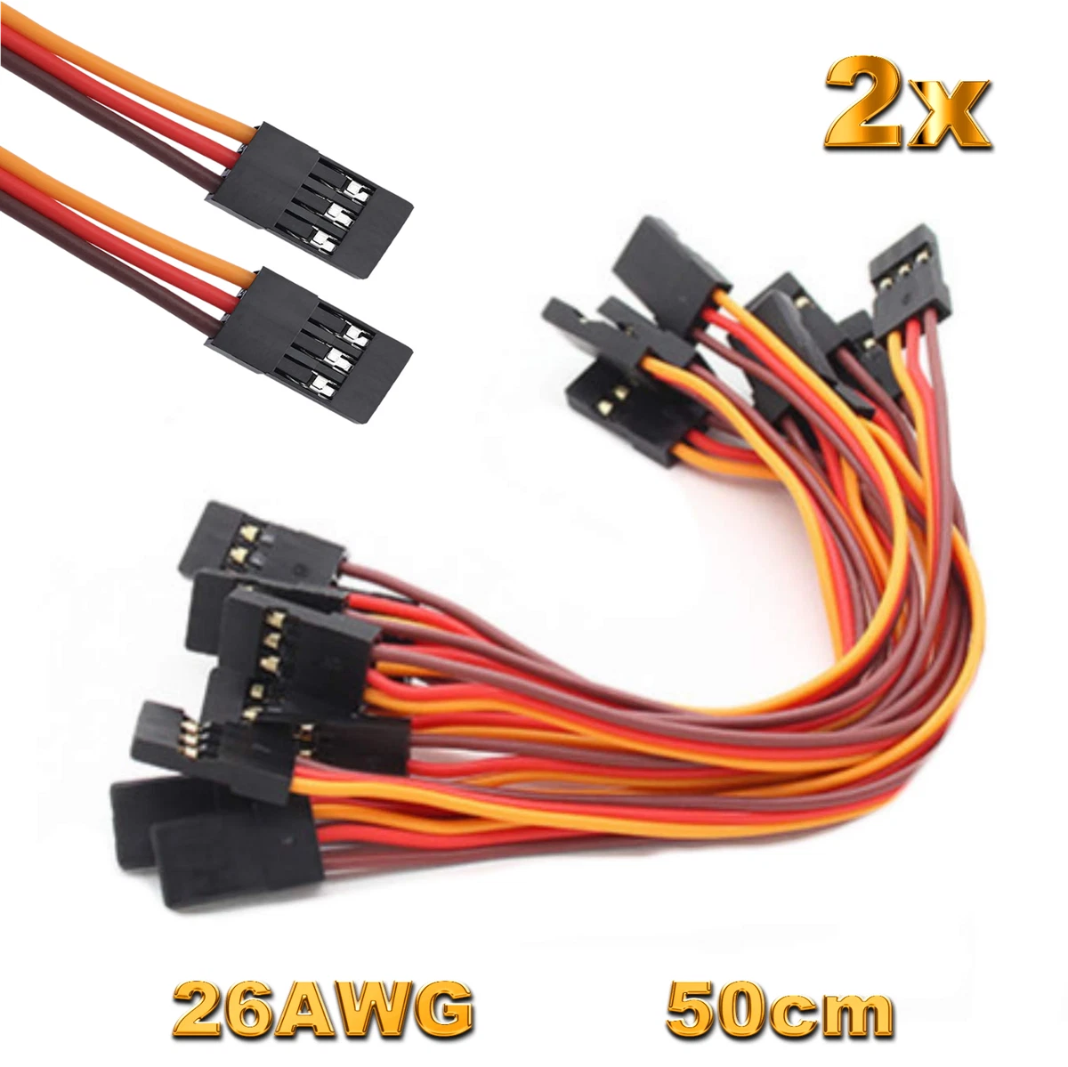 10x JR Switch Cables For RC Cars - 15cm Male To Female Servo Power Switch Connectors
