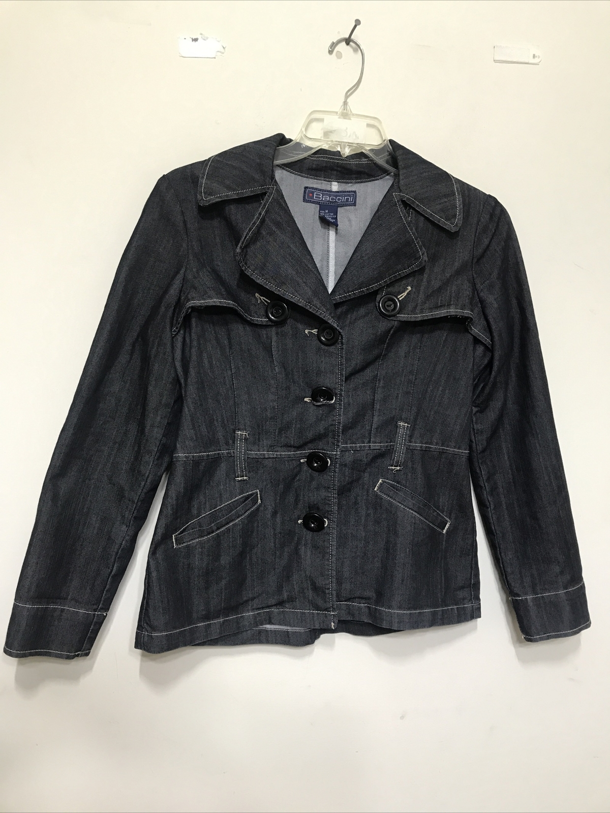 Denim Jacket BACCINI Womens  Long Sleeve Buttoned Back Size M-image
