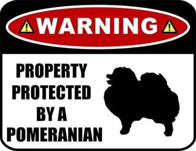 Warning Property Protected by a Pomeranian (Silhouette) Laminated Dog Sign