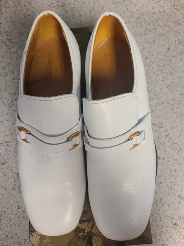 Vtg Cousin Eddie White Leather Loafers 