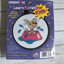 Dimensions counted cross stitch kit kids craft New Complete dog dish puppy H8 