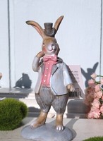 Clayre & Eef Osterhase Hase Mit Hut Kaninchen Osterdeko Handbemalt Shabby H.13Cm