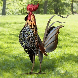 Figurines Coq Statue Animaux En Fer Artificielle Decoration Maison Jardin Ebay