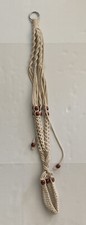 Vtg Macrame Twist Rope Wood Floral Bead Plant Hanger Boho 70s Jungalow Decor A 