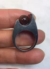Vintage Sterling Silver Agate? Ring Size 5.75 Modernist Crown Hallmark