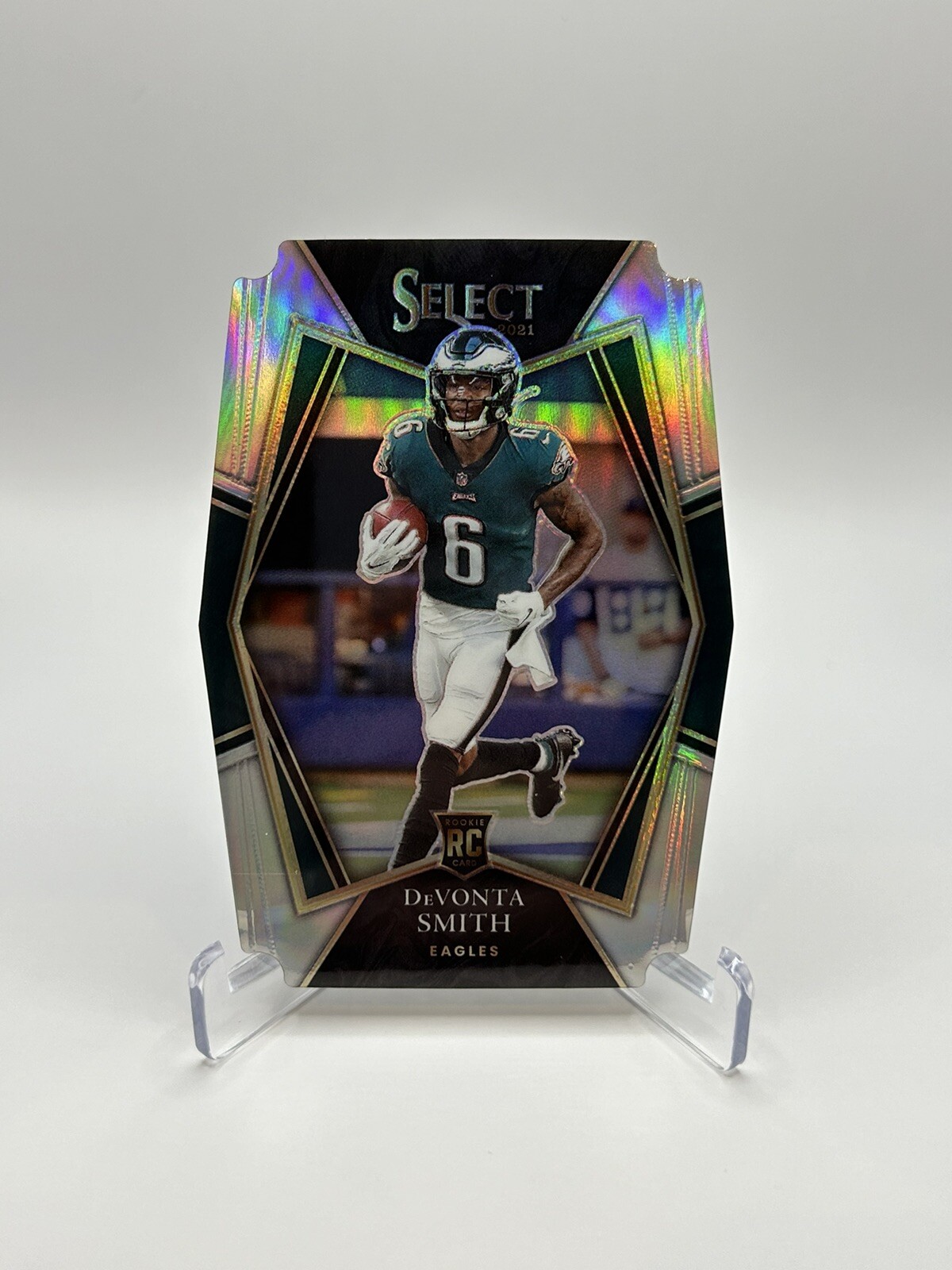 2021 Select DeVonta Smith Premier Level Silver Prizm Die-Cut Rookie Card RC #149