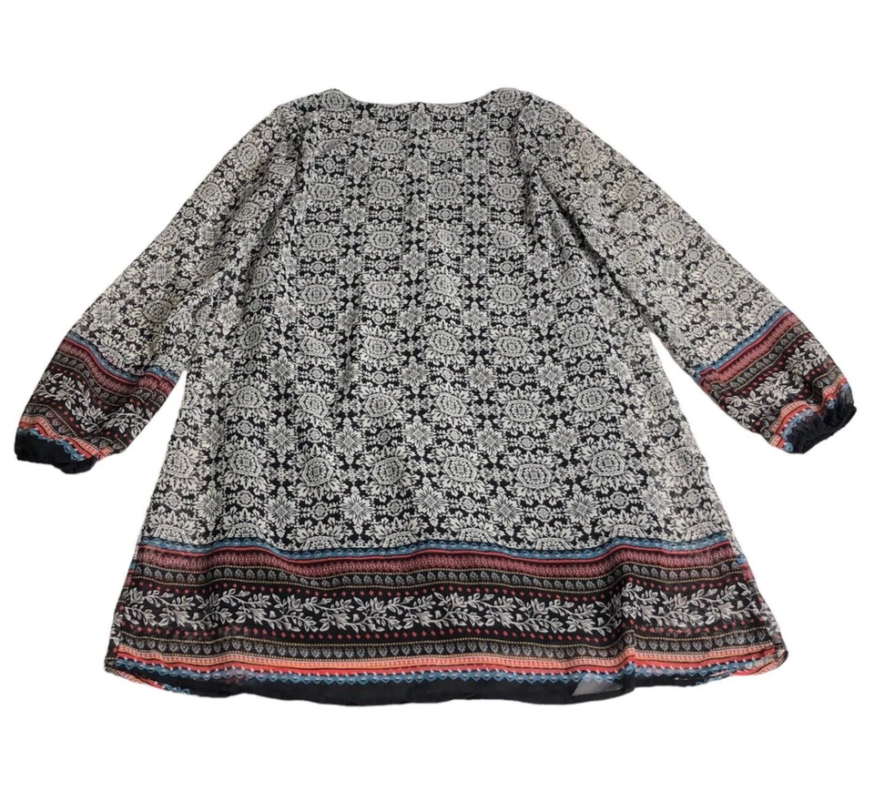 复古 Y2K 90 年代 Charlotte Russe 连衣裙 M 几何花卉迷你换档束腰外衣波西米亚 — 第 2/4 张图片