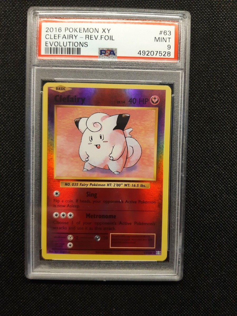 2016 POKEMON XY EVOLUTIONS 63/108 CLEFAIRY REVERSE HOLO PSA 9 MINT