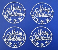 Merry Christmas 2 Title Phrase Intricate Die Cut 4 Pc Scrapbook Embellishment