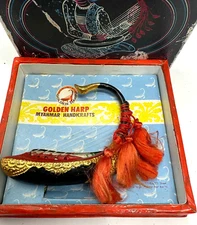 Minature Burmese Harp Saung from Myanmar Handicrafts Music String Instrument