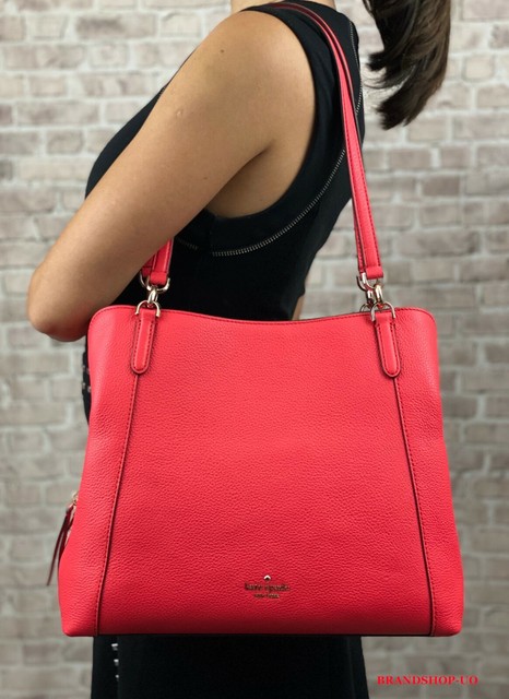 jackson mixed material large triple compartment shoulder tote