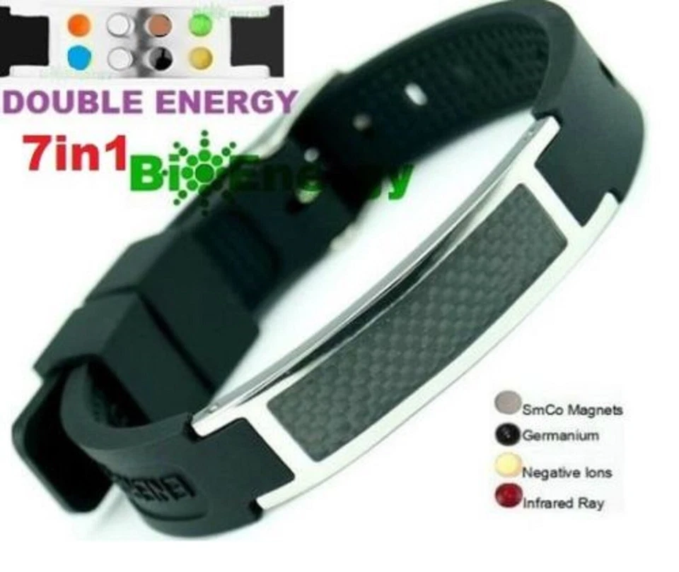 TITANIUM Magnetic Energy Armband Power Bracelet Health Bio 7in1 Bio Black 25689