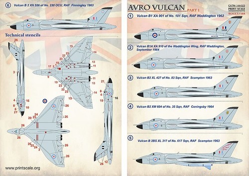 Print Scale 144-023 Decal for airplane 1:144 Avro Vulkan Part1 Waterslide decals - Picture 18 of 24