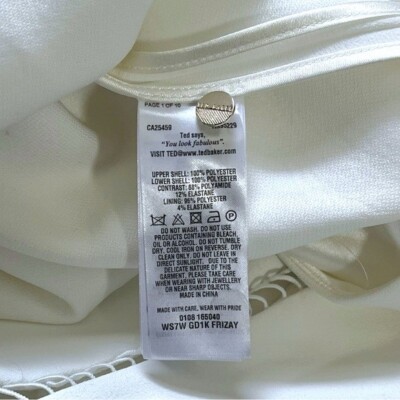 Ted Baker White Frizay Lace Bodice Pleated Tea Length Dress sz 2 | eBay