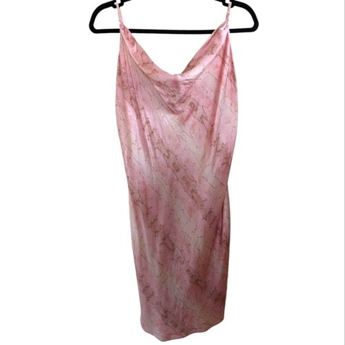 Victoria's Secret Schlupfkleid Vintage rosa Marmor waschbar Seide Charmeuse Gr. L