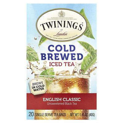 Cold Brewed Iced Tea, Unsweetened Black Tea, English Classic, 20 Single Serve