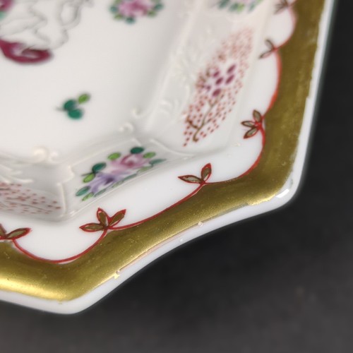 Coat of Arms Ceramic Plate Edme Samson ? Square Golden Trim Plate Armorial Ware - Picture 4 of 10