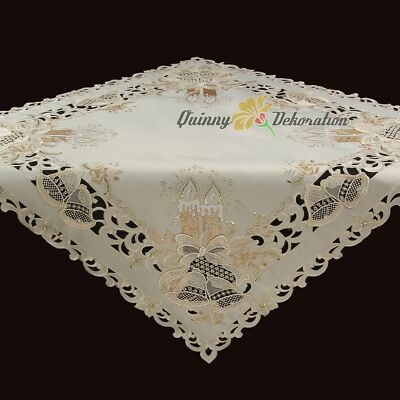 Christmas Tablecloth Table runners Doily Placemats Cream Gold Candle Embroidery