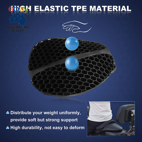 Foldable Motorcycle Gel Seat Cushion, Large 3D Honeycomb Structure Shock Absorpt - Picture 2 of 12