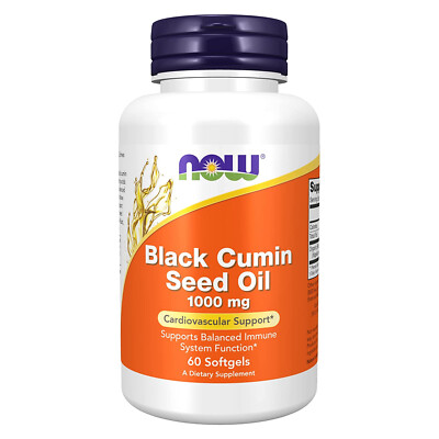 NOW Black Cumin Seed Oil 1000 mg Softgels, Cardiovascular & Immune Support