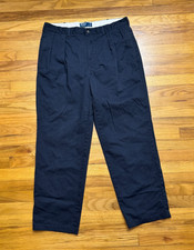 Polo Ralph Lauren Pants Mens Andrew Pleated Chino Classic Fit 90s 38/32 Blue