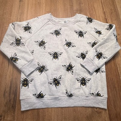 Bee Bumblebee Sweatshirt Crewneck Large Gardener Gray With Bees  All Over Print