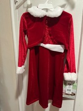 NWT BONNIE JEAN Sparkling Red Santa Christmas Dress  Shrug Jacket Sz 5