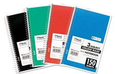 Mead Spiral Bound Notebook Perforated College Rule 9.5 x 5.5 White 150 Sheets