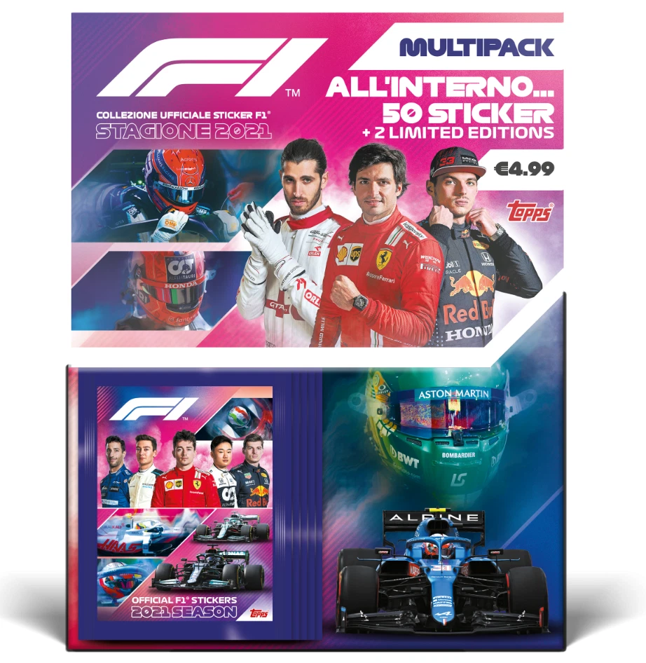 Formula 1 F1 2021 Multipack 5 Sticker Packs + 2 Limited Editions Topps