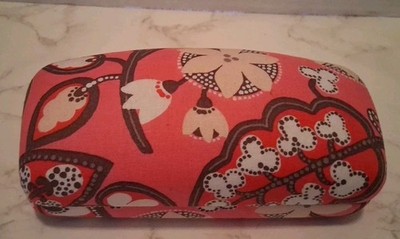 Vera Bradley Hard Shell Clam Eyeglass Case Floral Pink Brown