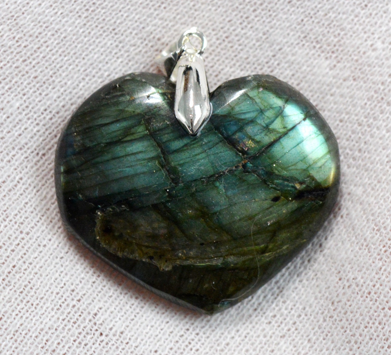 Pendentif cabochon labradorite 83 carats pierre naturelle Madagascar FV73 idée cadeau