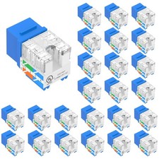 Slim Profile Cat6 RJ45 Keystone Jacks, 25-Pack