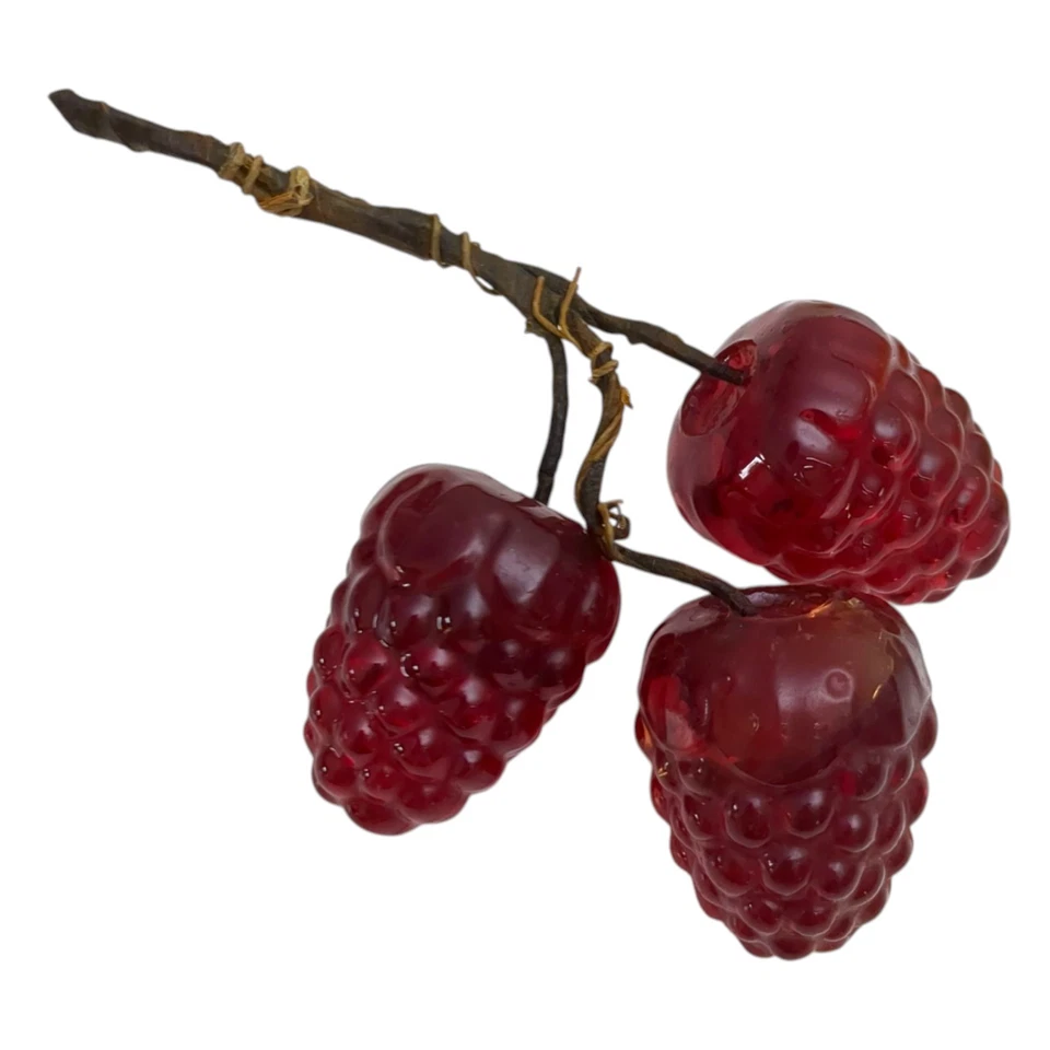 Vintage 50s’ Lucite Acrylic Fruit Apple Pear Orange Banana Red Raspberries - Image 2 of 4