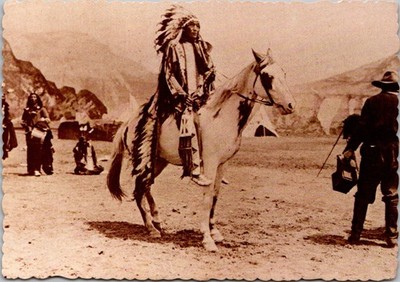 Pawnee Oklahoma Native American on Horse Vintage Continental Postcard A319