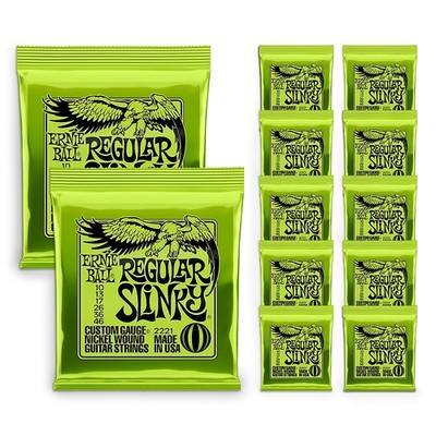 Ernie Ball 2221 Nickel Slinky Lime Guitar Strings  Buy 10, Get 2 Free