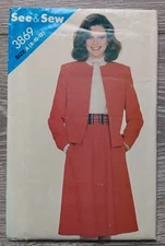Vintage 70s? 80s? See&Sew Pattern 3869 Blazer And Skirt Separates Factory Folded