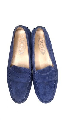 TOD'S Schuhe Loafers Flats Gr. 39.5 Gommino DUNKEL BLAU Wildleder
