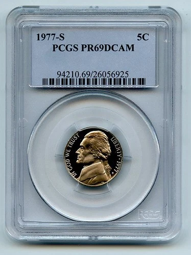 1977-S Jefferson Nickel Proof — photo from the most recent tracked eBay sale