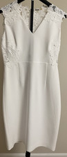 Elie Tahari White Floral Lace Sheath Dress V-Neck Sleeveless Zip Lined 4