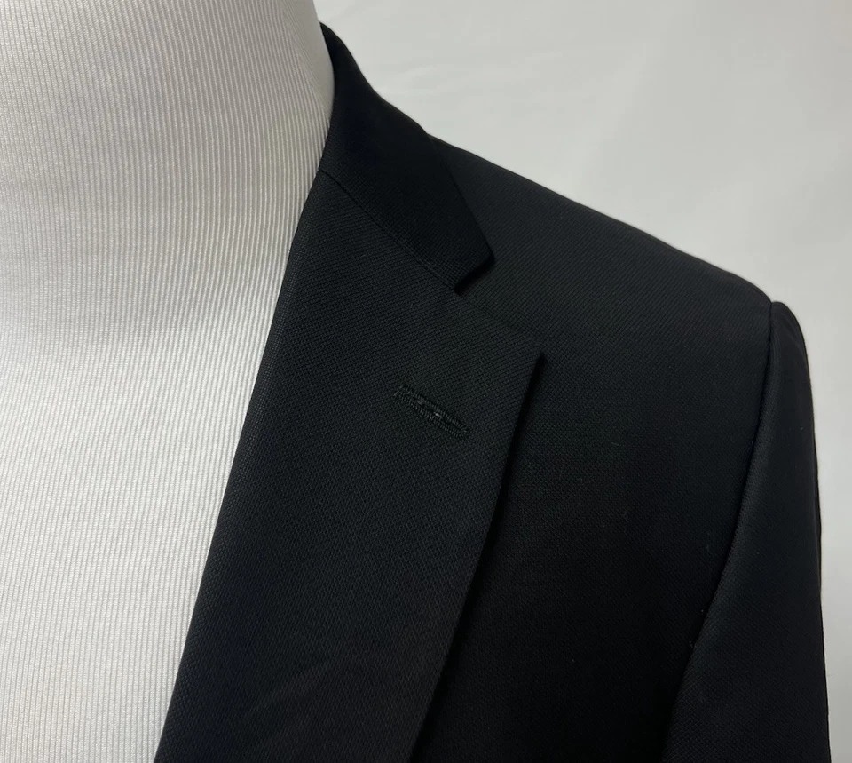 Chaqueta Blazer Samuelsohn Para Hombre 42R Negra Plateada 2 Botones Super 110 Lana Barberis Foto 4 de 4