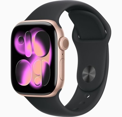 Roségold Series 2 Apple Watch 38mm mit schwarzem verstellbarem Sportarmband