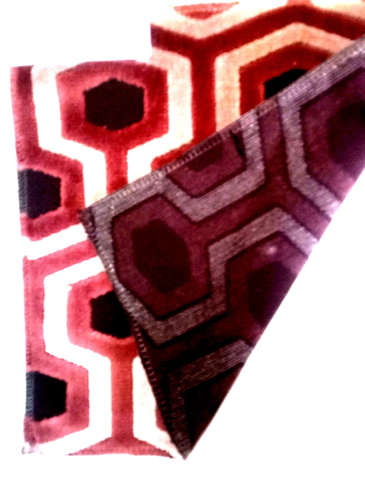 Velvet Geometric Fabric Designer Sample 9" Sq. Pink Mauve Black by Architex -NWT - Image 4 of 4
