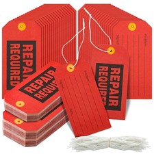 Hillban 200 Pcs Repair Required Tags, 2.4 x 4.7 inch Red Tags with Wire for Equi