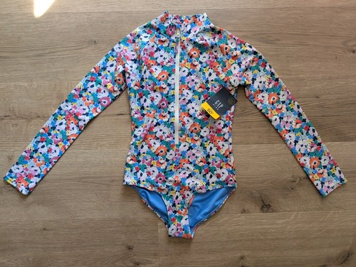 NWT GAP Long Sleeve Swimsuit - Floral Zip Up - Girls Size L (10)