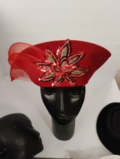 Vintage Arlin Classic Red Brim Wool Hat With Flower