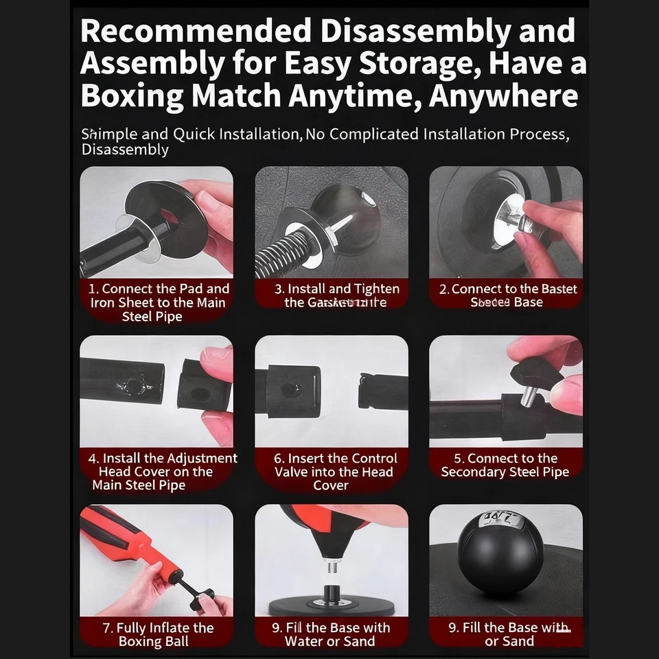 Standboxsack verstellbar Boxbirne Ständer Boxhandschuhe Punching Ball Schlagball - Bild 3 von 4