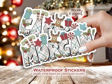 Custom Christmas Name Sticker Festive Holiday Design Gift Tag Vinyl Decal